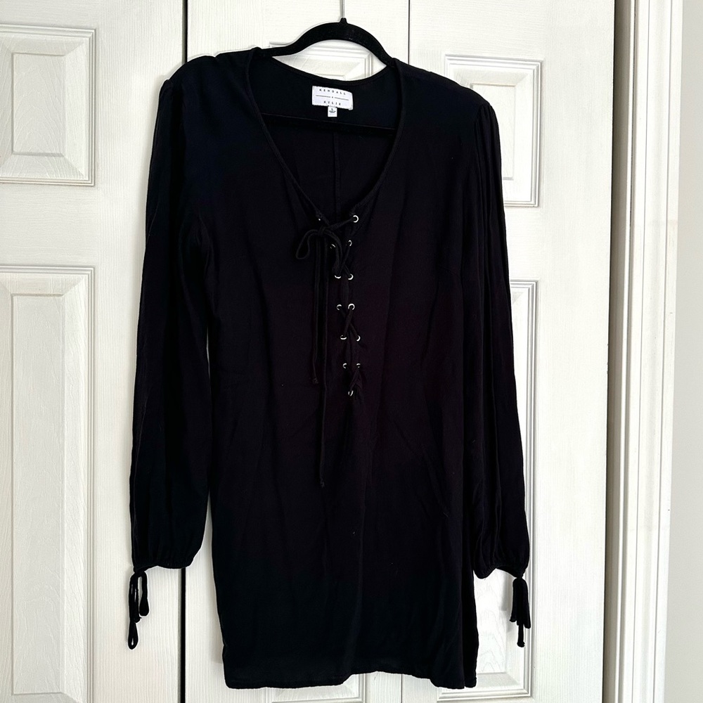 Kendall & Kylie: Black Lace-Up Dress, size Large